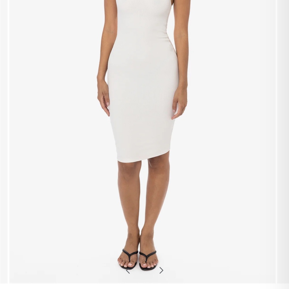 Los Angeles Apparel Cream Ribbed Racerback Midi Dress